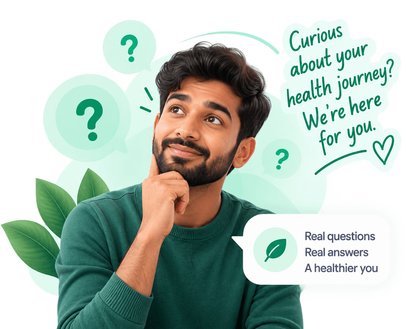 A person thinking of questions to ask Truppar about their health journey